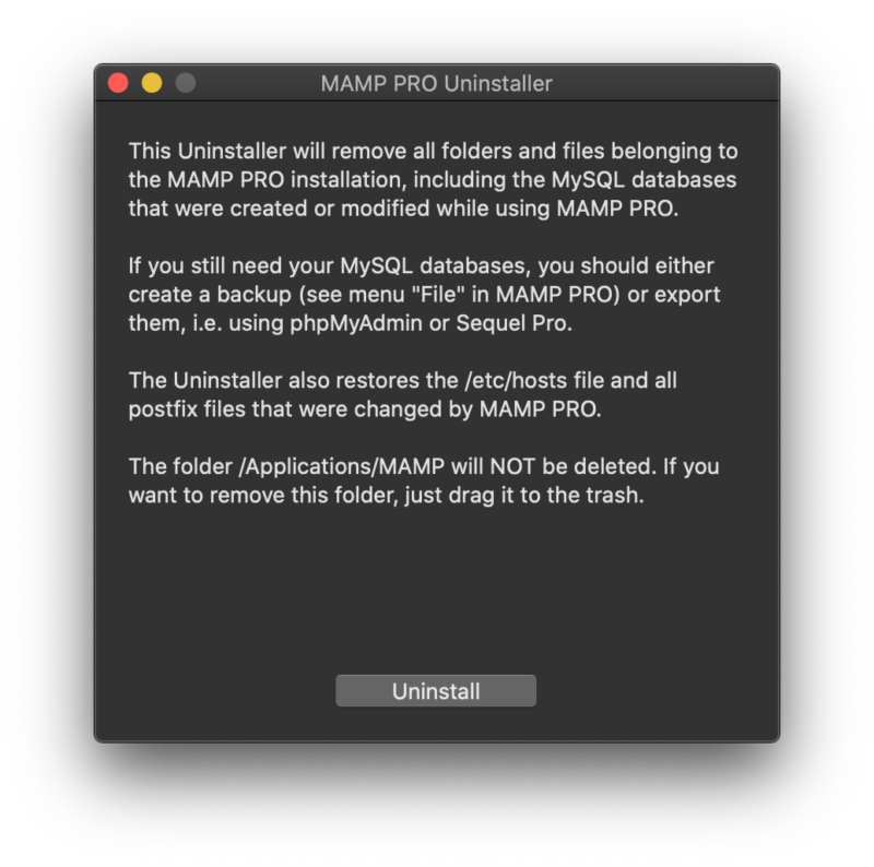 MAMP PRO Uninstaller