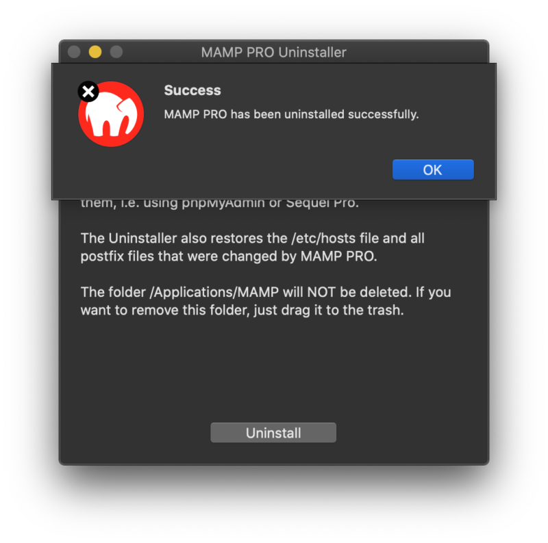 MAMP PRO Uninstaller_Success